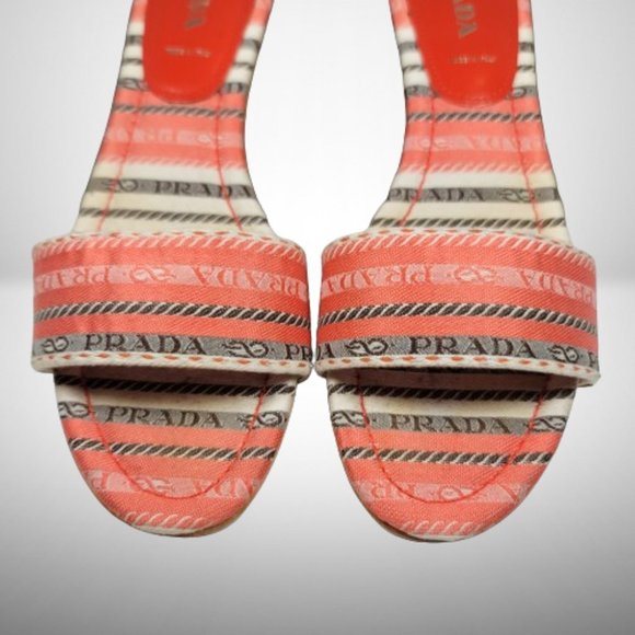 Prada Coral Orange Wooden Mule Sandals - New - Size: 40 - Picture 12 of 12